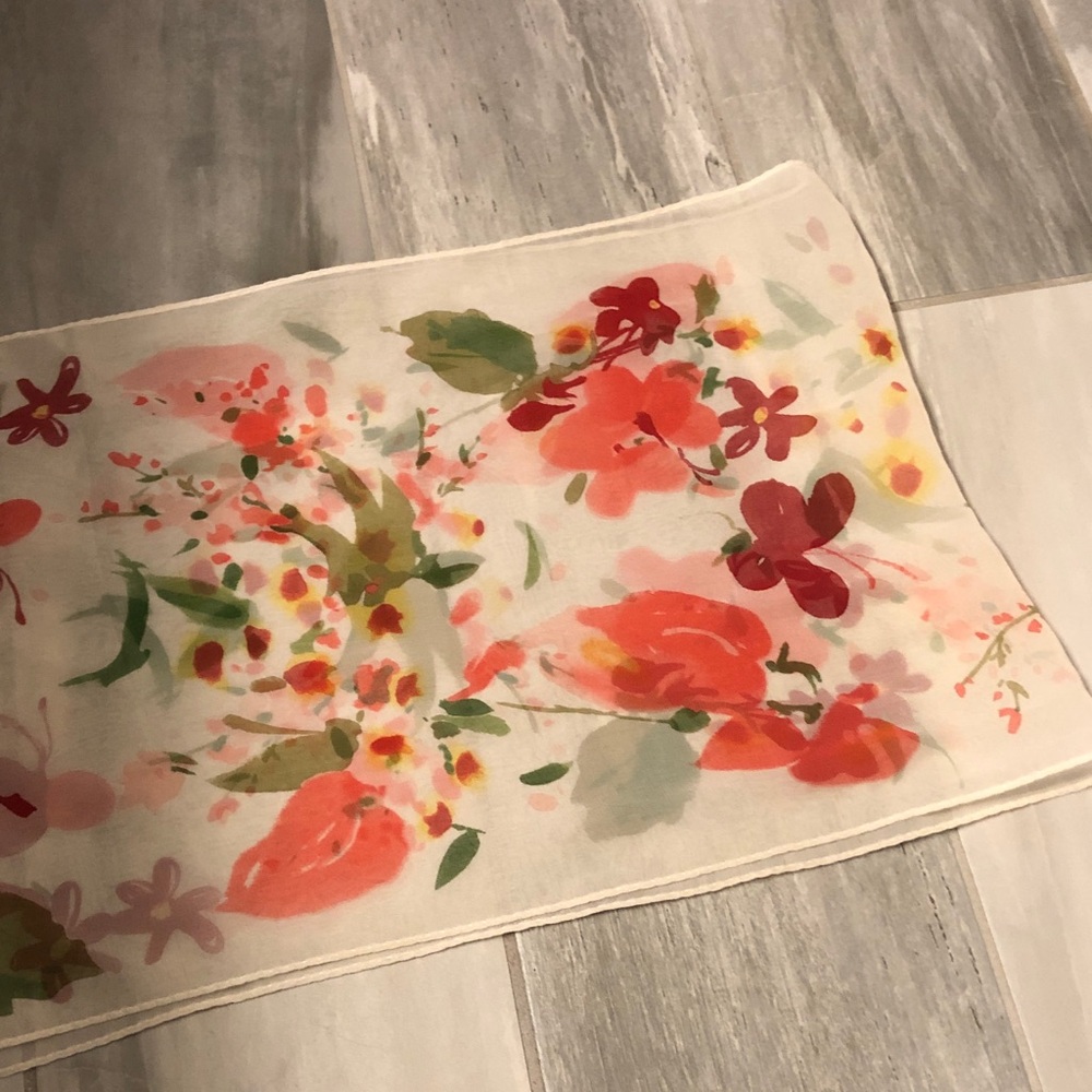Lauren Ralph Lauren Floral Scarf - Red, Green, Orange - Picture 3 of 6